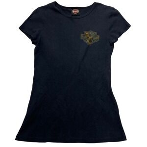 Harley Davidson Womens Black Thermal Waffle Knit Graphic T-Shirt Daytona Beach